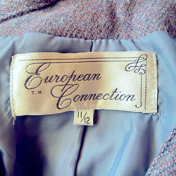 Vintage Purple Suit Matching Skirt and Blazer Coord Set Neck Tie Wool Career - Picture 11 of 12